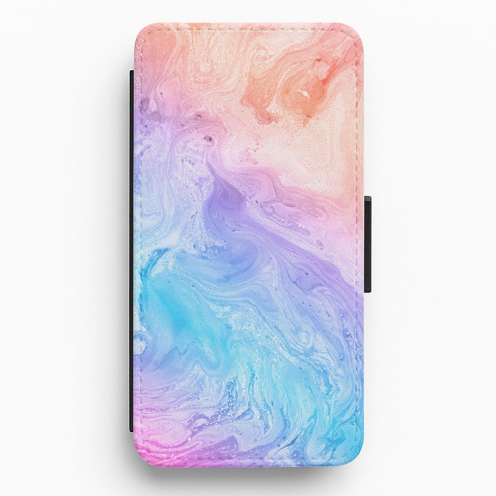 Blue and Peach Marble Flip / Wallet Phone Case