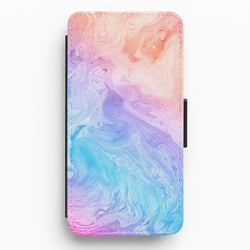 Blue and Peach Marble Flip / Wallet Phone Case