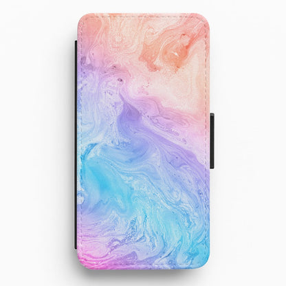 Blue and Peach Marble Flip / Wallet Phone Case