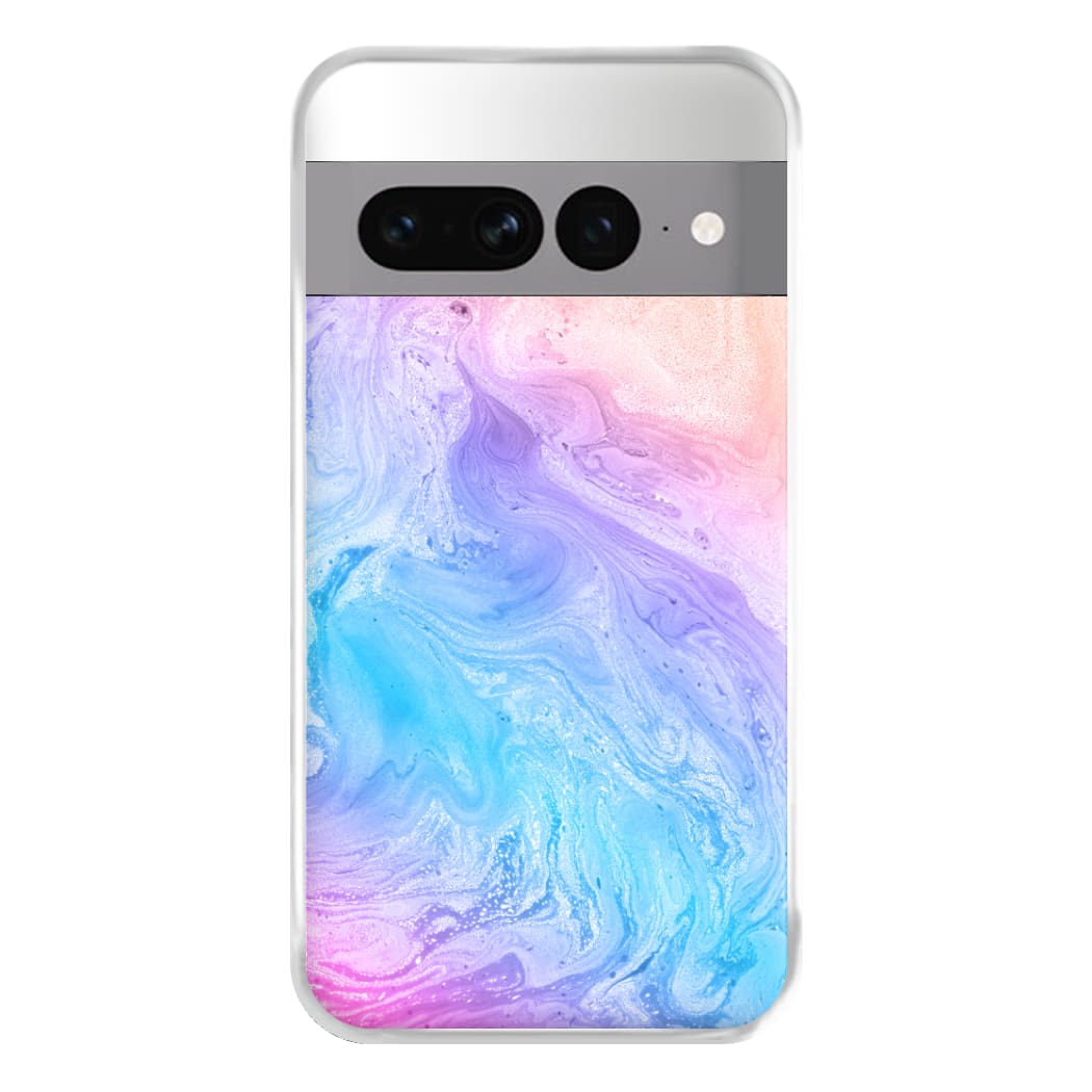 Blue and Peach Marble Phone Case for Google Pixel 7 Pro