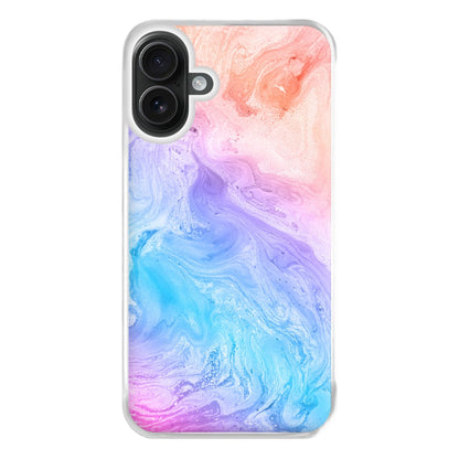 Blue and Peach Marble Phone Case for iPhone 16 Plus