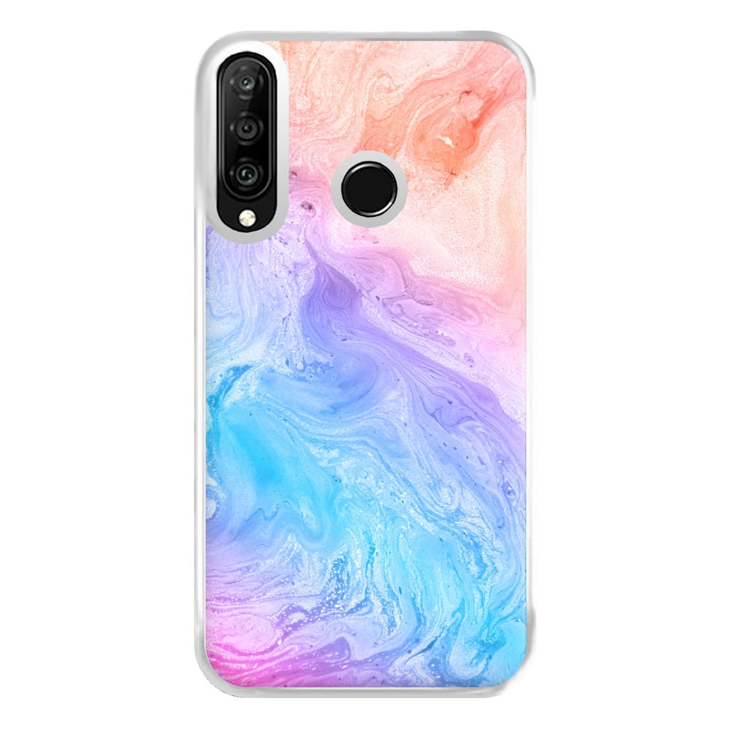 Blue and Peach Marble Phone Case for Huawei P30 Lite