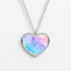 Blue and Peach Marble Heart Necklace