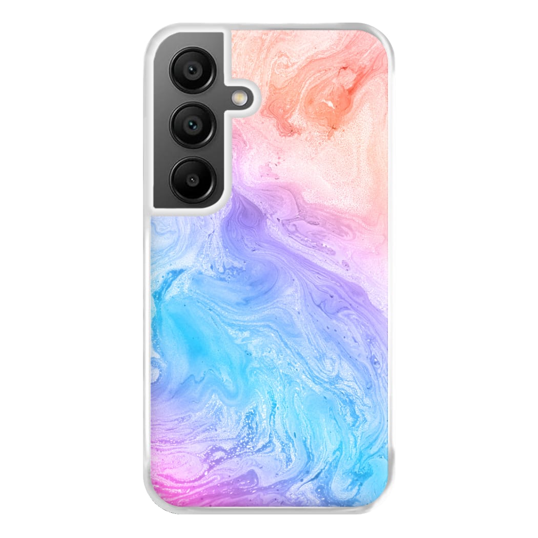 Blue and Peach Marble Phone Case for Galaxy A55