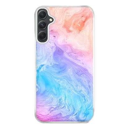 Blue and Peach Marble Phone Case for Galaxy A34