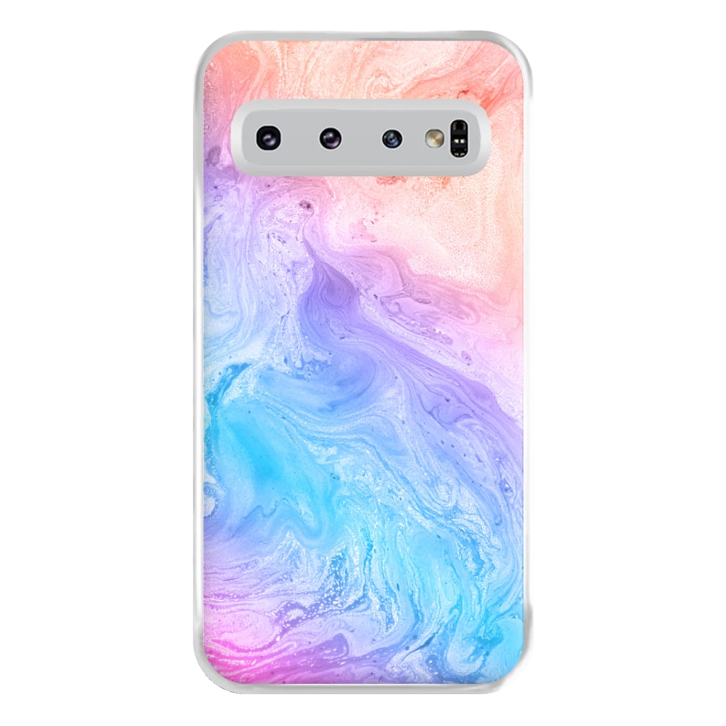 Blue and Peach Marble Phone Case for Galaxy S10 Plus