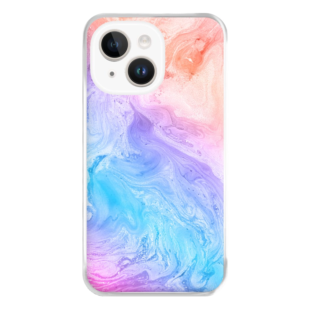 Blue and Peach Marble Phone Case for iPhone 14 Plus