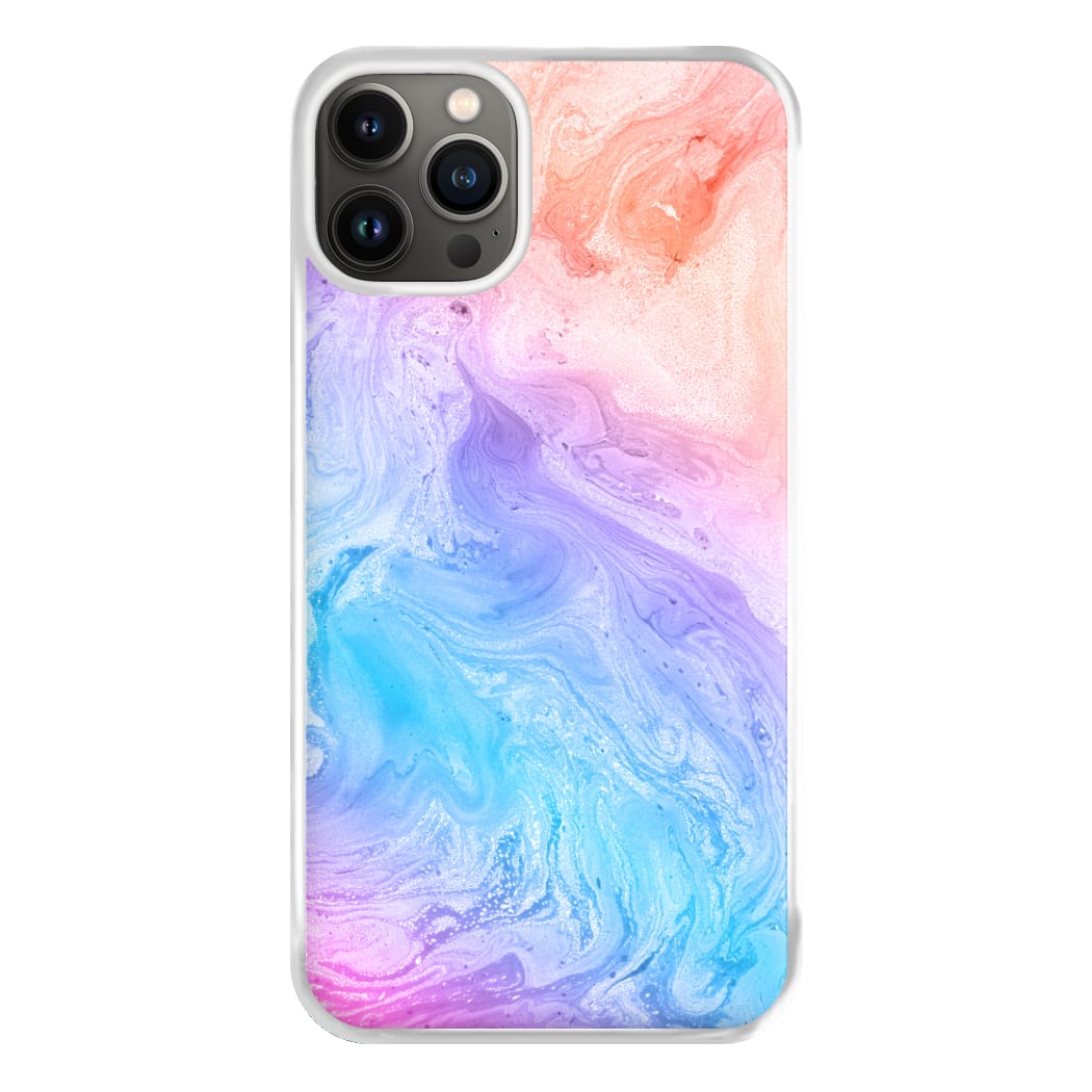 Blue and Peach Marble Phone Case for iPhone 13