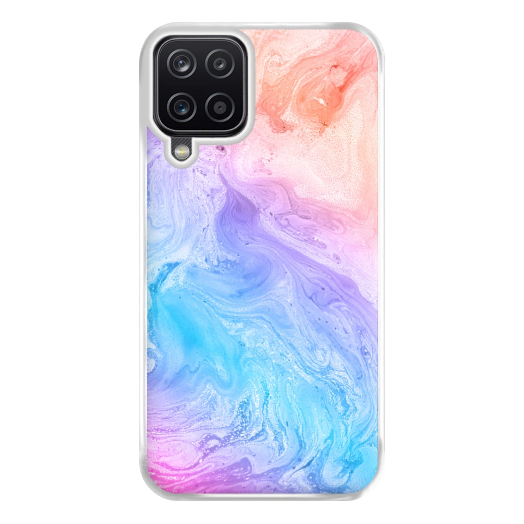 Blue and Peach Marble Phone Case for Galaxy A12