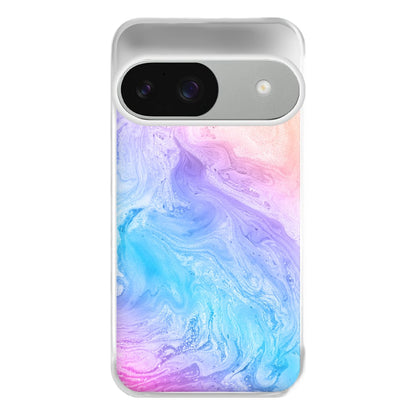 Blue and Peach Marble Phone Case for Google Pixel 9 / 9 Pro