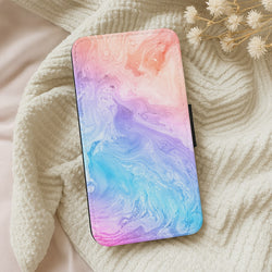 Blue and Peach Marble Wallet Phone Case