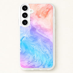 Blue and Peach Marble Phone Case for Galaxy S26