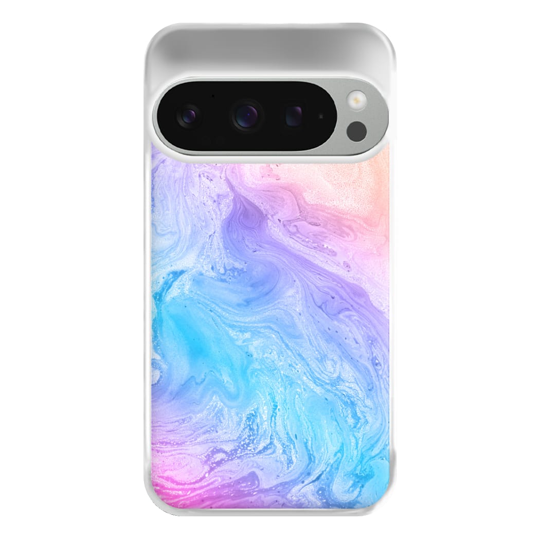 Blue and Peach Marble Phone Case for Google Pixel 9 Pro XL