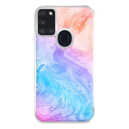 Blue and Peach Marble Phone Case for Galaxy A21s