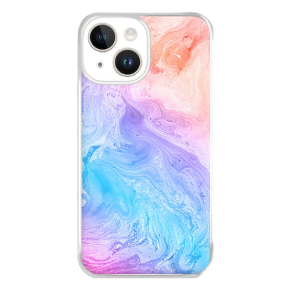 Blue and Peach Marble Phone Case for iPhone 14