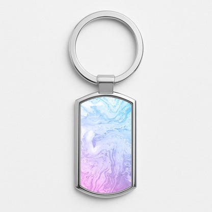 Purple Marble Silver Keyring