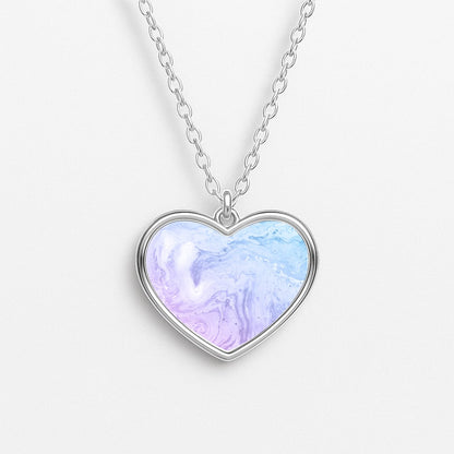 Purple Marble Heart Necklace