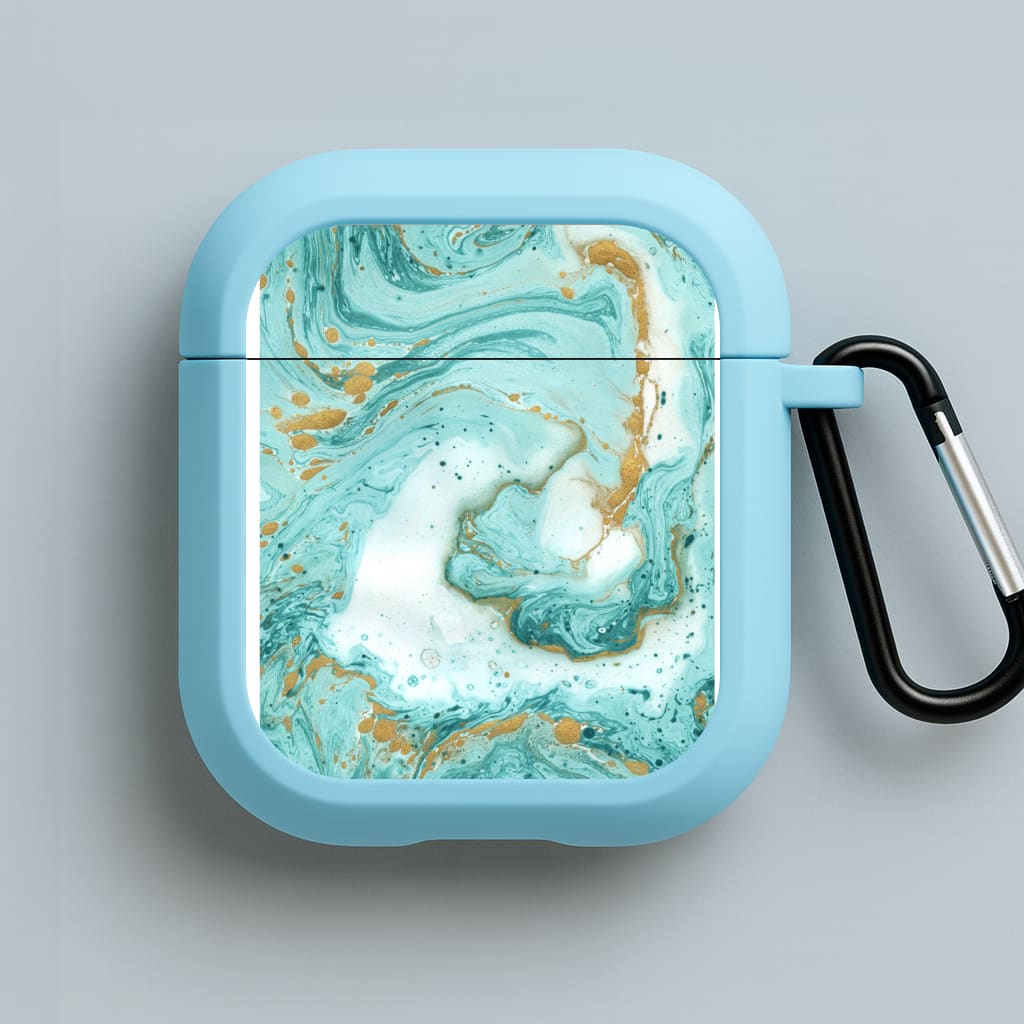 Green Marble Blue AirPods Case