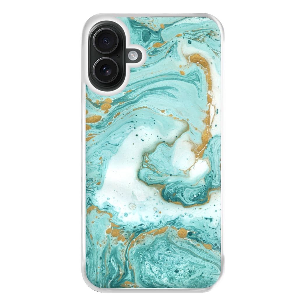 Green Marble Phone Case for iPhone 16 Plus