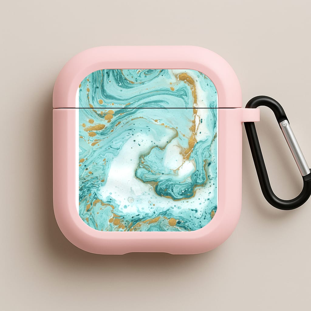 Green Marble Pink AirPods Case
