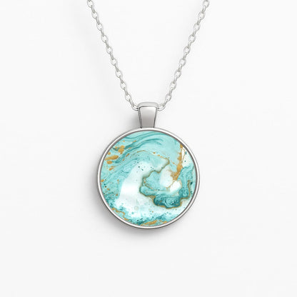 Green Marble Circle Necklace