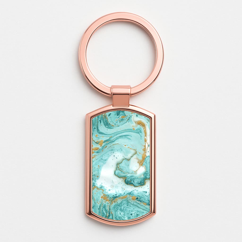 Green Marble Rose Gold Keyring