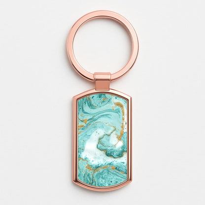 Green Marble Rose Gold Keyring