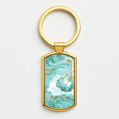 Green Marble Gold Keyring