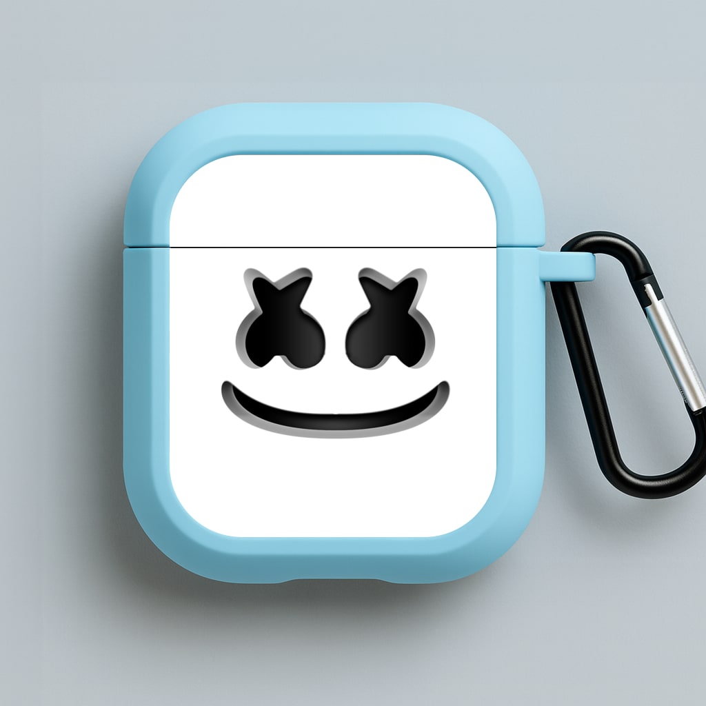 White Helmet DJ Helmet Blue AirPods Case