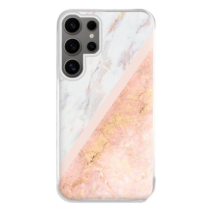 Marble and Rose Gold Phone Case for Galaxy S24 Ultra