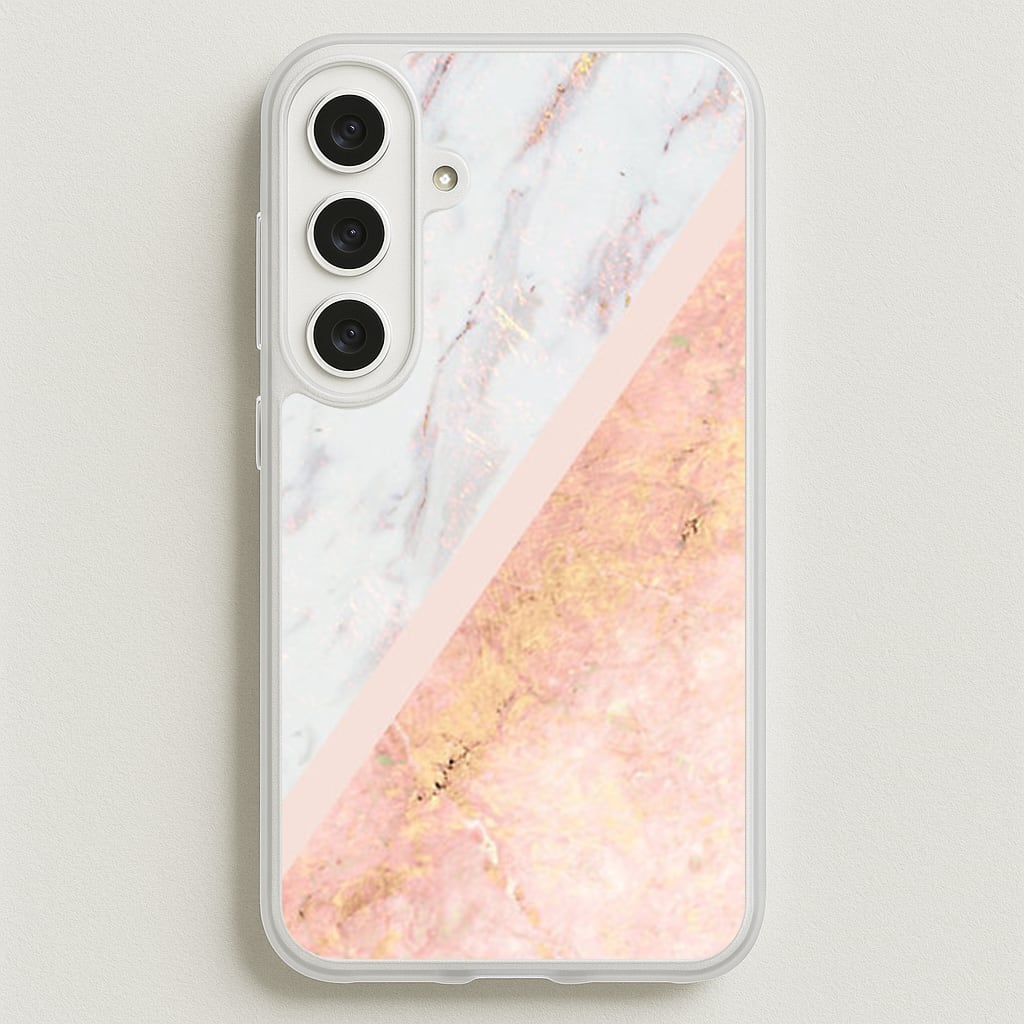 Marble and Rose Gold Phone Case for Galaxy S25FE
