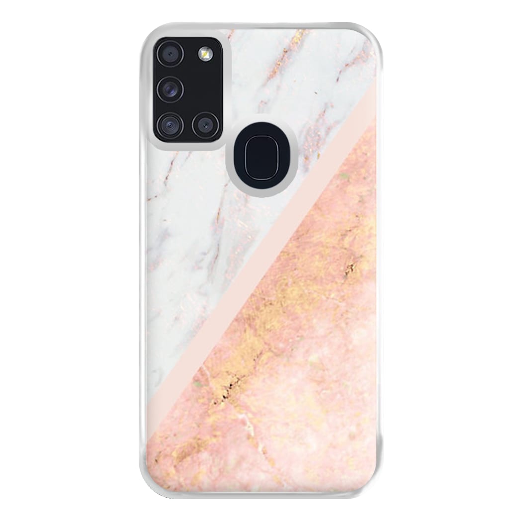 Marble and Rose Gold Phone Case for Galaxy A21s