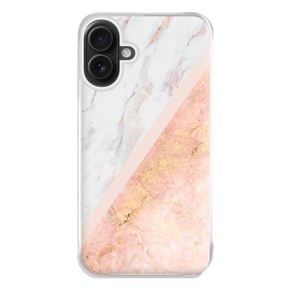 Marble and Rose Gold Phone Case for iPhone 16 Plus