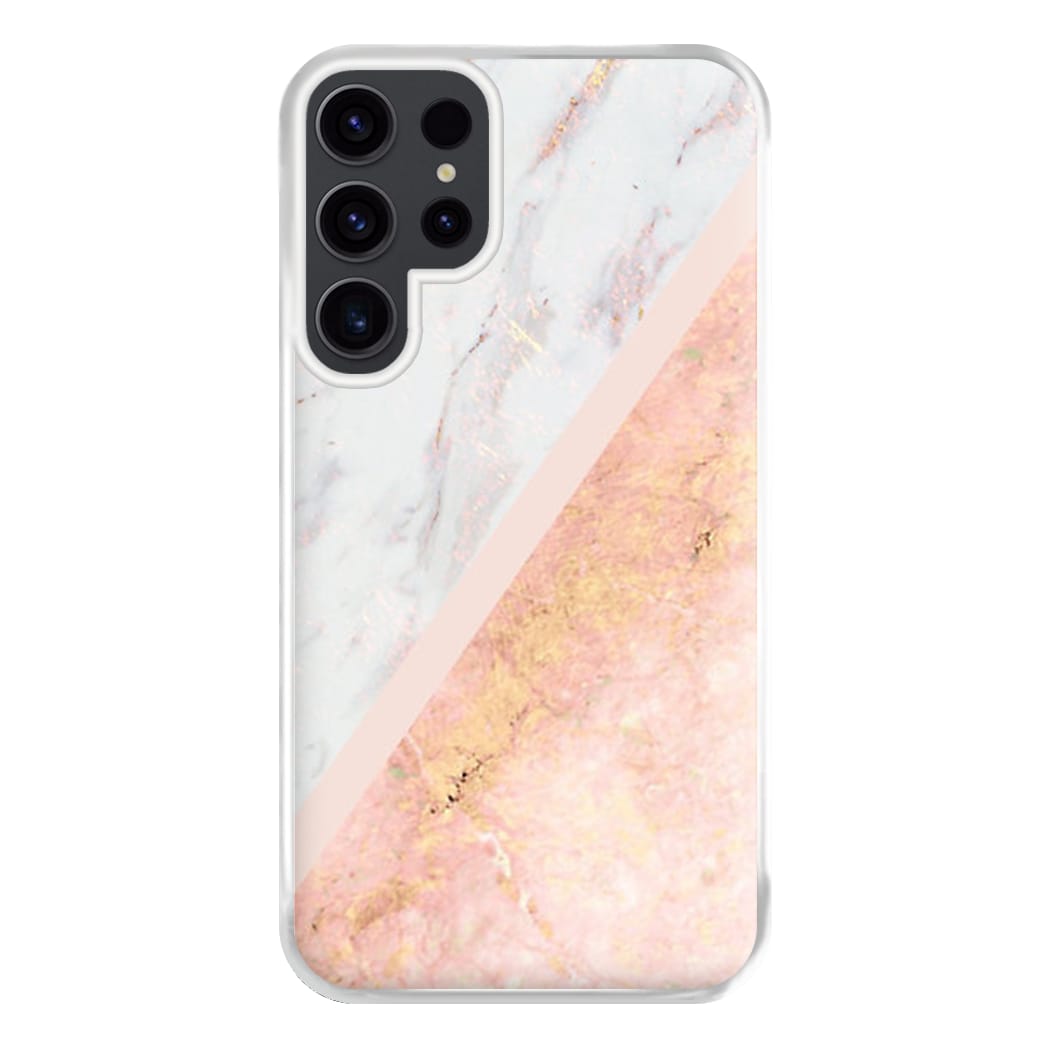 Marble and Rose Gold Phone Case for Galaxy S23 Ultra