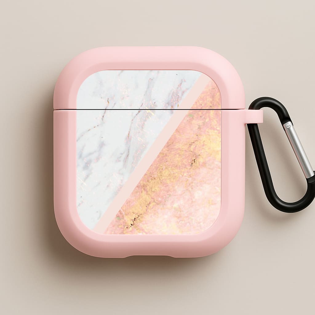 Marble and Rose Gold Pink AirPods Case