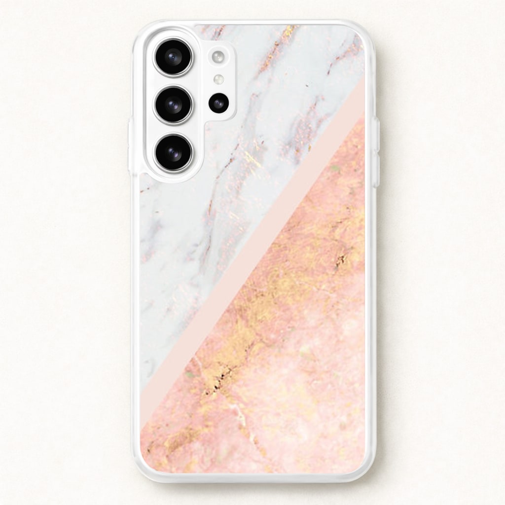Marble and Rose Gold Phone Case for Galaxy S26 Ultra