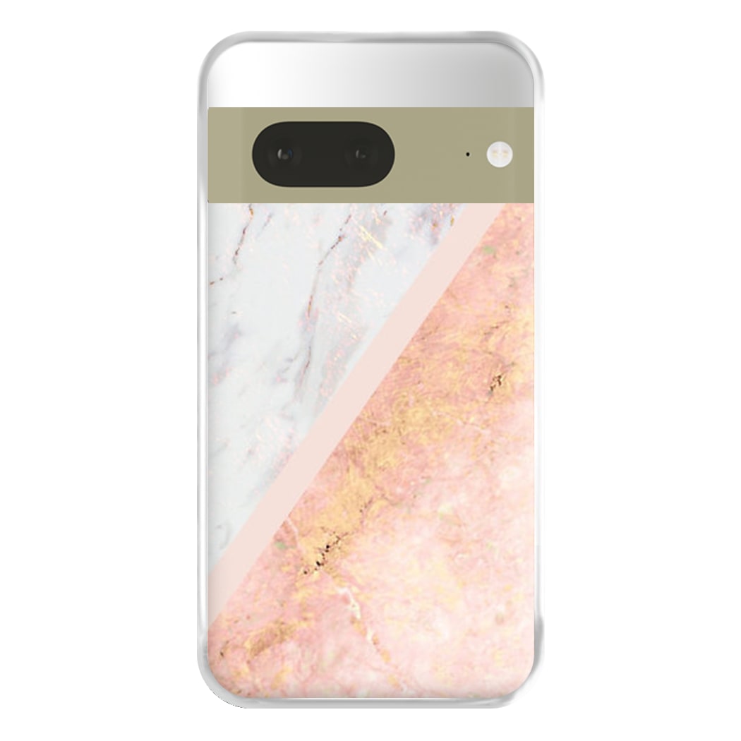 Marble and Rose Gold Phone Case for Google Pixel 7a