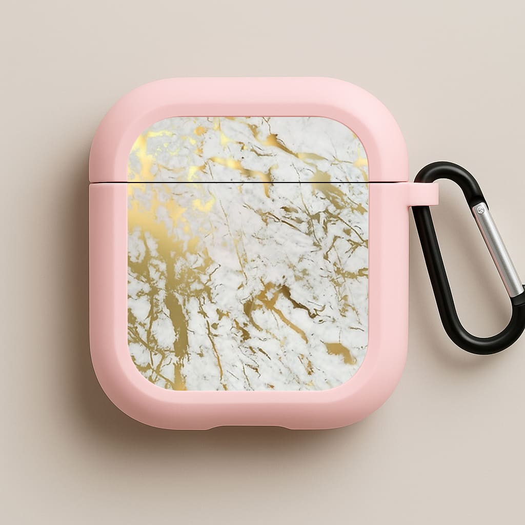 Gold Marble Splatter Pink AirPods Case