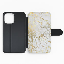 Gold Marble Splatter Flip Phone Case