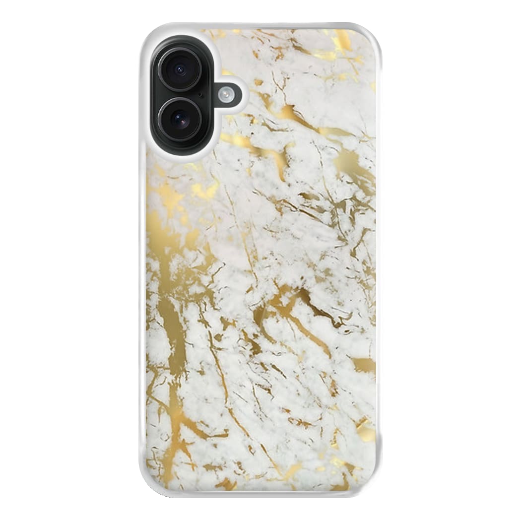 Gold Marble Splatter Phone Case for iPhone 16 Plus