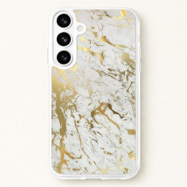 Gold Marble Splatter Phone Case for Galaxy S26 Plus