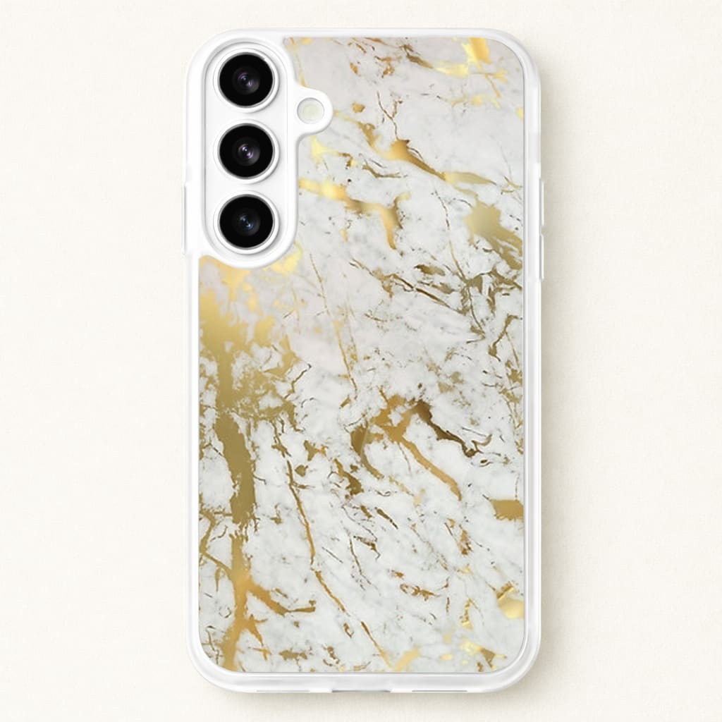 Gold Marble Splatter Phone Case for Galaxy S26