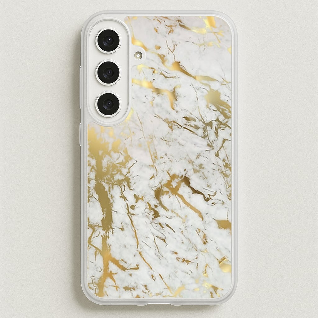 Gold Marble Splatter Phone Case for Galaxy S25FE