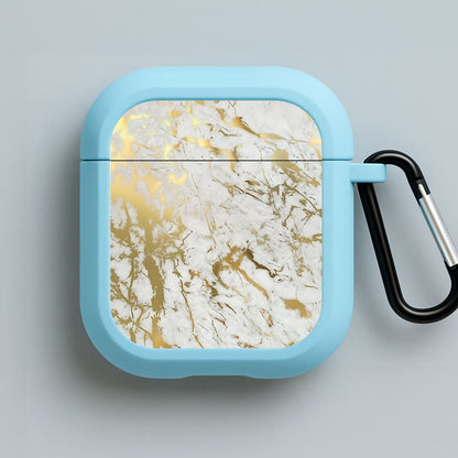 Gold Marble Splatter Blue AirPods Case