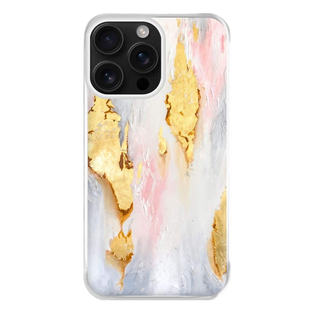 Gold Flaked Marble Pattern Phone Case for iPhone 16 Pro Max