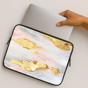 Gold Flaked Marble Pattern Laptop Sleeve 2