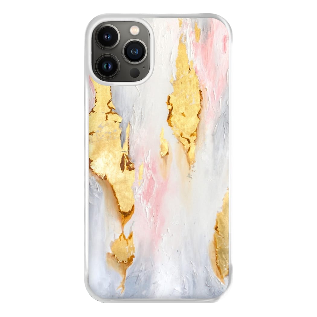 Gold Flaked Marble Pattern Phone Case for iPhone 13