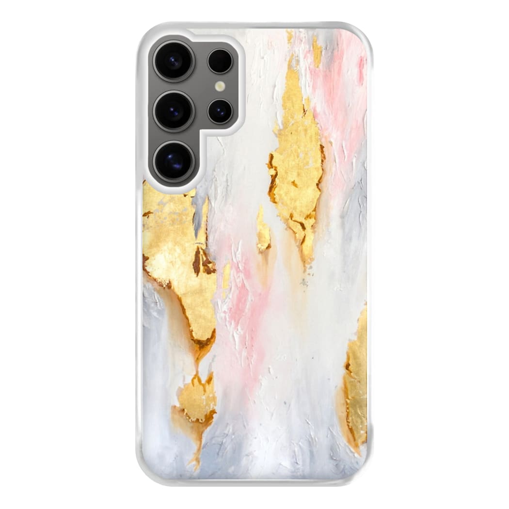 Gold Flaked Marble Pattern Phone Case for Galaxy S24 Ultra