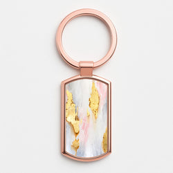 Gold Flaked Marble Pattern Rose Gold Keyring