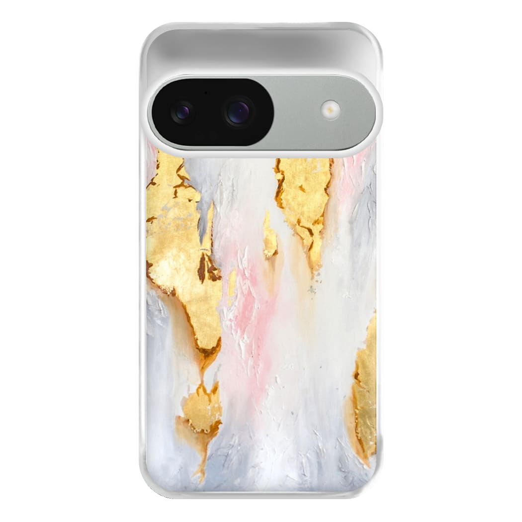 Gold Flaked Marble Pattern Phone Case for Google Pixel 9 / 9 Pro